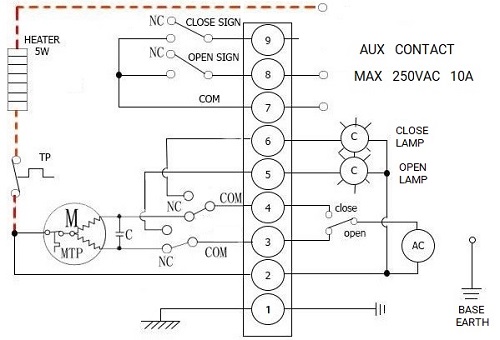 Электрическая схема подключения Кран шаровой разборный для пара Маршал 11с67п 5СФ.00.0 Ду20 Ру16 фланцевый, полнопроходной с электроприводом DN.ru-003 220В и КМЧ