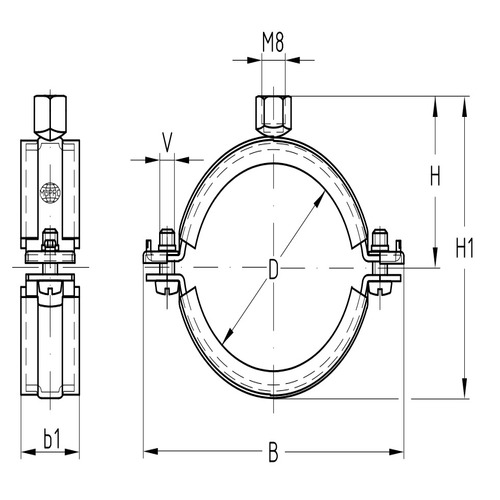 Хомут трубный MUPRO OPTIMAL 2 1/2″ Дн74-78 сталь оцинкованная с резиновой прокладкой, присоединительный размер М8/М10