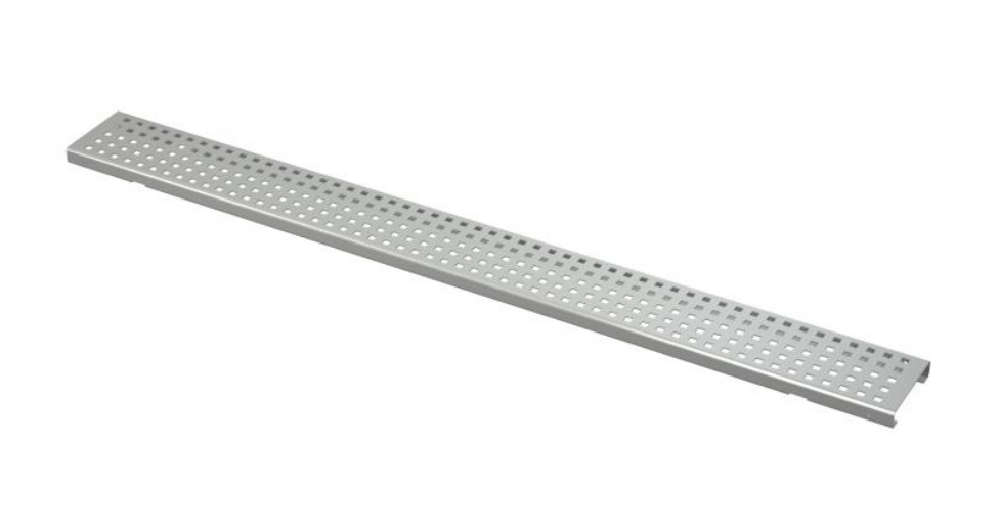 Решетка для дренажного желоба Alca Plast 100 мм прямая, 270отв х 64мм2, нержавеющая сталь