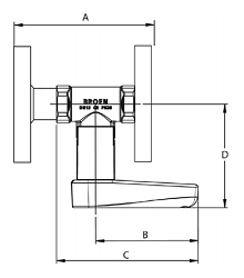 Чертеж Клапан балансировочный BROEN BALLOREX Venturi DRV Ду32 Ру16 фланцевый латунный