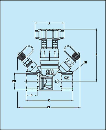 Чертеж Балансировочный клапан Cimberio 787 (Cim 787) Ду32 Ру25 