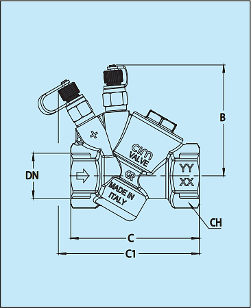 Чертеж Балансировочный клапан Cimberio 790 (Cim 790) Ду25L Ру25 автоматический