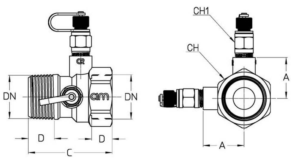 Расходомер диафрагменный Cimberio Cim 721 1/2″ Ду15M Ру20 корпус - латунь CW602N-M, присоединение - наружняя-внутренняя резьба
