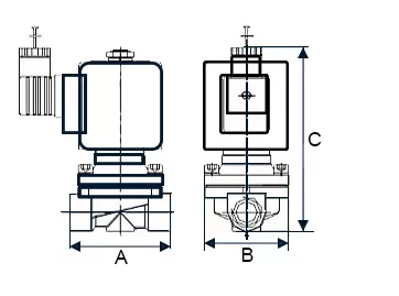 Клапан электромагнитный соленоидный двухходовой прямого действия DN.ru-DHDF11-NO погружной фонтанный, быстрого реагирования Ду15 (1/2 дюйм), Ру6 корпус - латунь, уплотнение - NBR, с катушкой серии F 220В