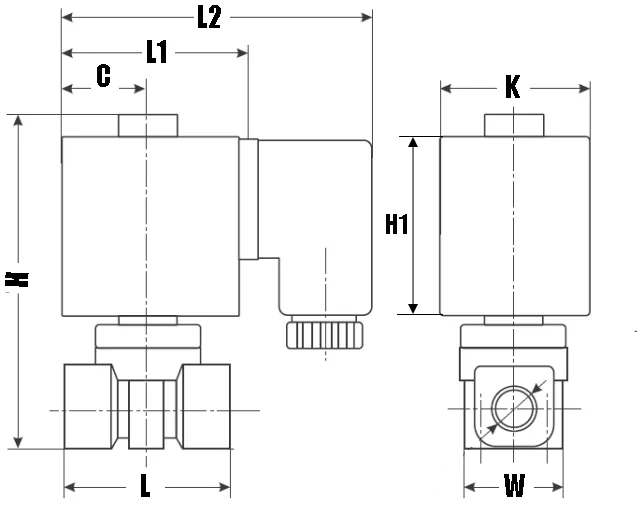 Клапан электромагнитный соленоидный двухходовой миниатюрный DN.ru-DHSM31 прямого действия (НЗ) Ду10-4.0 (3/8 дюйм), Ру6 корпус - латунь, уплотнение EPDM, резьба G, с катушкой S91B 220В