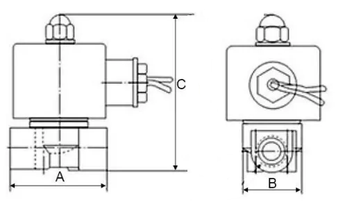 Клапан электромагнитный соленоидный двухходовой DN.ru-DW11 прямого действия (НЗ) Ду20-20 (3/4 дюйм), Ру10 корпус - латунь, уплотнение - VITON, резьба G, с катушкой 220В