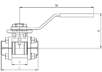 Чертеж Кран шаровый стандартнопроходный Genebre 2025 Ду65 ру63 резьбовой нержавеющая сталь с ISO-фланцем 