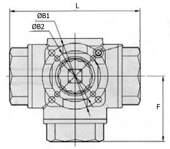 Кран шаровой трехходовой Genebre 2040 03 Ду10 Ру63, тип L, стандартнопроходной, резьбовой с электроприводом DN.ru ST-005 220В (0-270°)