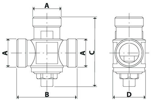 Клапан термостатический Giacomini R157A 1″ Ду25 Ру10 регулировка - 60 °C, смесительные для твердотопливных котлов, наружная резьба, корпус - латунь, уплотнение - EPDM