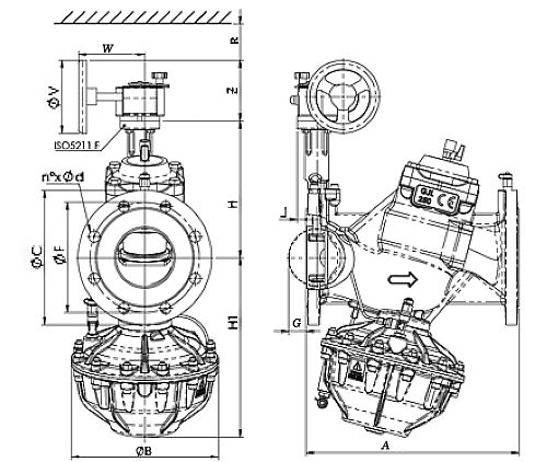 Клапаны балансировочные Giacomini R206AF Ду65-150 Ру25 фланцевые автоматические комбинированный, корпус - чугун