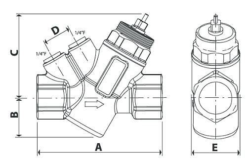 Клапаны балансировочные Giacomini R206AM Ду15-50 Ру25 муфтовые автоматические динамические комбинированный, корпус - латунь
