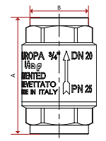 Чертеж Клапан обратный пружинный Itap EUROPA 100 Ду10 Ру25 резьбовой
