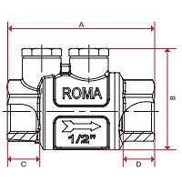 Чертеж Клапан обратный пружинный Itap ROMA 104 Ду50 Ру18 резьбовой