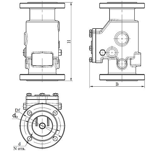 Клапан обратный Спецавтоматика БАГЕ Ду80 Ру16 фланцевый, однодисковый, расположение - универсальное, климатическое исполнение - О