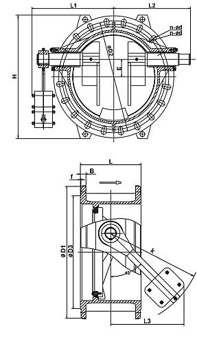 Клапан обратный Tecofi CP4243 Ду300 Ру16 фланцевый, поворотный, с противовесом, корпус - чугун, диск - чугун