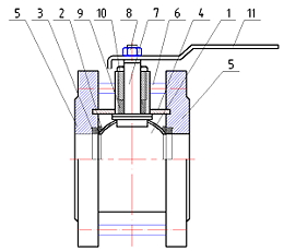 Материалы Кран шаровый ЛАЗ 11с42фт (11с42п) Ду65 Ру16 укороченный фланцевый полнопроходной