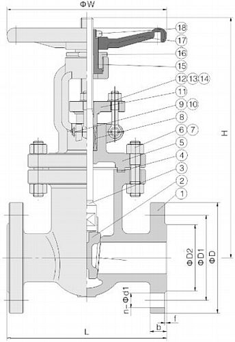 Задвижка клиновая NewKey ZK 3″ Ду80 Ру16 фланцевая, корпус - нержавеющая сталь AISI304 (CF8)