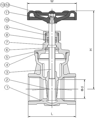 Задвижка клиновая NewKey ZKm 2″ Ду50 Ру40 муфтовая, корпус - нержавеющая сталь AISI304 (CF8)