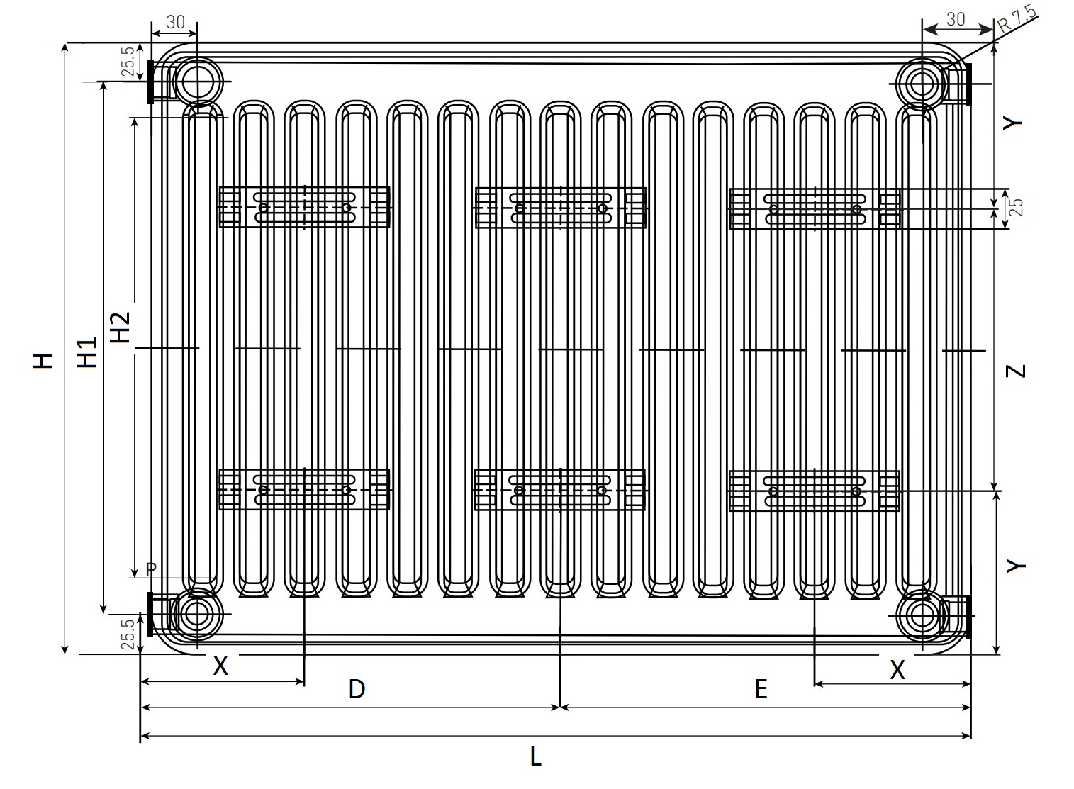 Радиатор панельный Oasis Pro PN 33-6 600x2700 мм настенный теплоотдача - 10.214 кВт, высота - 600 мм, ширина 2700 мм, количество панелей - 3, присоединение резьбовое - 1/2