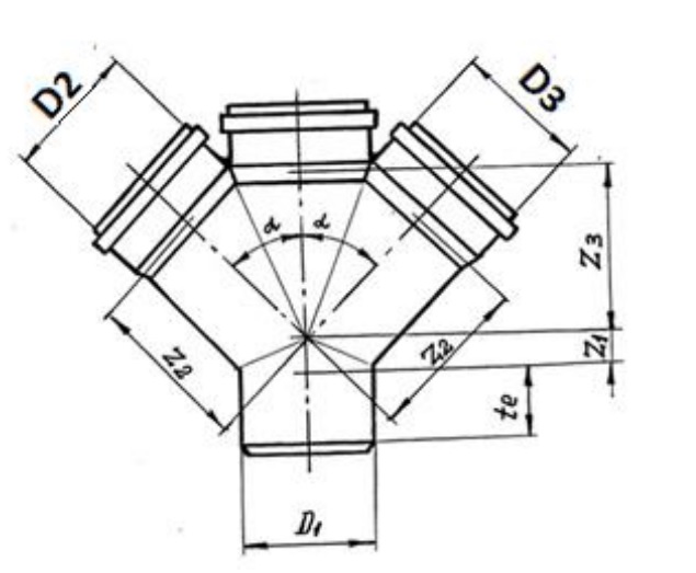 Крестовина одноплоскостная 110х110 45° Политэк для внутренней канализации