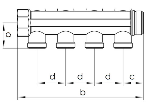 Коллекторные группы Rehau Rautitan IVK 1¼″-1/2″, корпус - никелированная латунь DZR, с шаровыми кранами на подающей линии