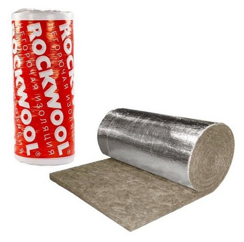 Рулоны теплоизоляционные ROCKWOOL Tex Mat Кф толщина 50-90 мм, длина 4.5-5 м, материал - минеральная вата с покрытием - кашированная алюминиевая фольга, серые