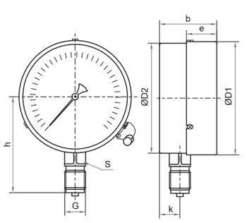 Манометр Росма ТМ-610Р.00 (0-60 МПа) М20х1.5 1.0 общетехнический 150 мм, радиальное присоединение, 0-60 МПа, класс точности 1