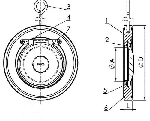 Клапан обратный одностворчатый межфланцевый стальной Benarmo Ду150 Ру16