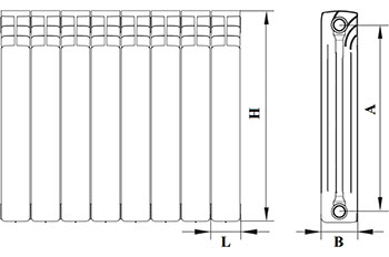 Радиатор алюминиевый секционный Benarmo AL 500/96 4 секции RAL 9016 (цвет: белый) боковое подключение, универсальное