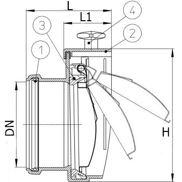 Клапан обратный канализационный HL 710.0 Дн110 безнапорный с заслонкой из нержавеющей стали для монтажа в переливных колодцах