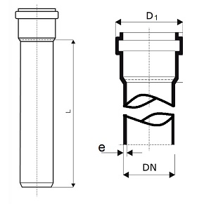 Труба внутренняя канализационная Дн110 (2.7 мм) длиной 1 метр Саратовпластика из полипропилена