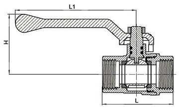 Кран шаровой STI для газа Ду15 Ру16 муфтовый (муфта-муфта) полнопроходной, рычаг, корпус - латунь