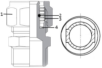 Соединитель обжимной латунный STI Ду32х1″ Ру25, внутренняя резьба