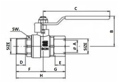 Краны шаровые газовые Enolgas Top-gas S.272 Ду15-50 Ру3 полнопроходные, латунные, внутренняя-внутренняя резьба, с флажковой рукояткой