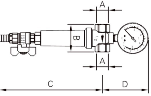 Фильтр механический самопромывной EUROS EU.ST6026 Ду15 Ру16 с манометром, латунный без покрытия, внутренняя/внутренняя резьба