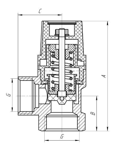 Клапан предохранительный нерегулируемый AQUALINK Ду15 Ру6 латунный, внутренняя резьба
