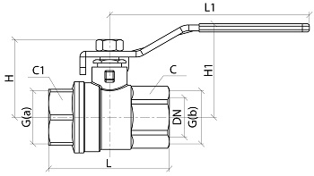 Эскиз Кран шаровой 1001 Aquasfera 3″ Ду80 Ру12 полнопроходной, никелированный, внутренняя резьба, ручка-рычаг (1001-08)