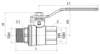Эскиз Кран шаровой 1003 Aquasfera 2″ Ду50 Ру16 полнопроходной, никелированный, внутренняя/наружная резьба, ручка-рычаг (1003-06)