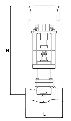 Клапан регулирующий АСТА Р213 ТЕРМОКОМПАКТ Ду50 Ру16, уплотнение - PTFE,  с электроприводом ЭПР 1.6 кН 220В (3-х поз. сигнал)