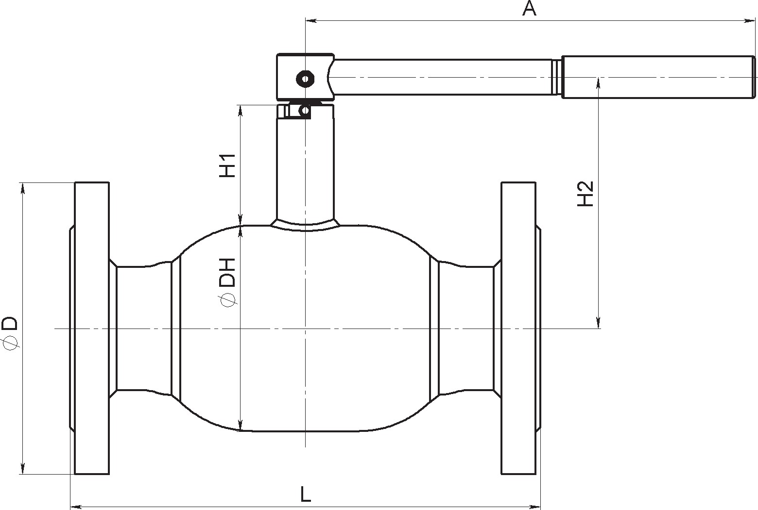 Кран шаровый Broen Ballomax-КШТ60.113А.25 Ду65 Ру25 полнопроходный с плавающим шаром, с ISO фланцем, корпус - сталь, уплотнение - EPDM, фланцевый, ручка-рычаг