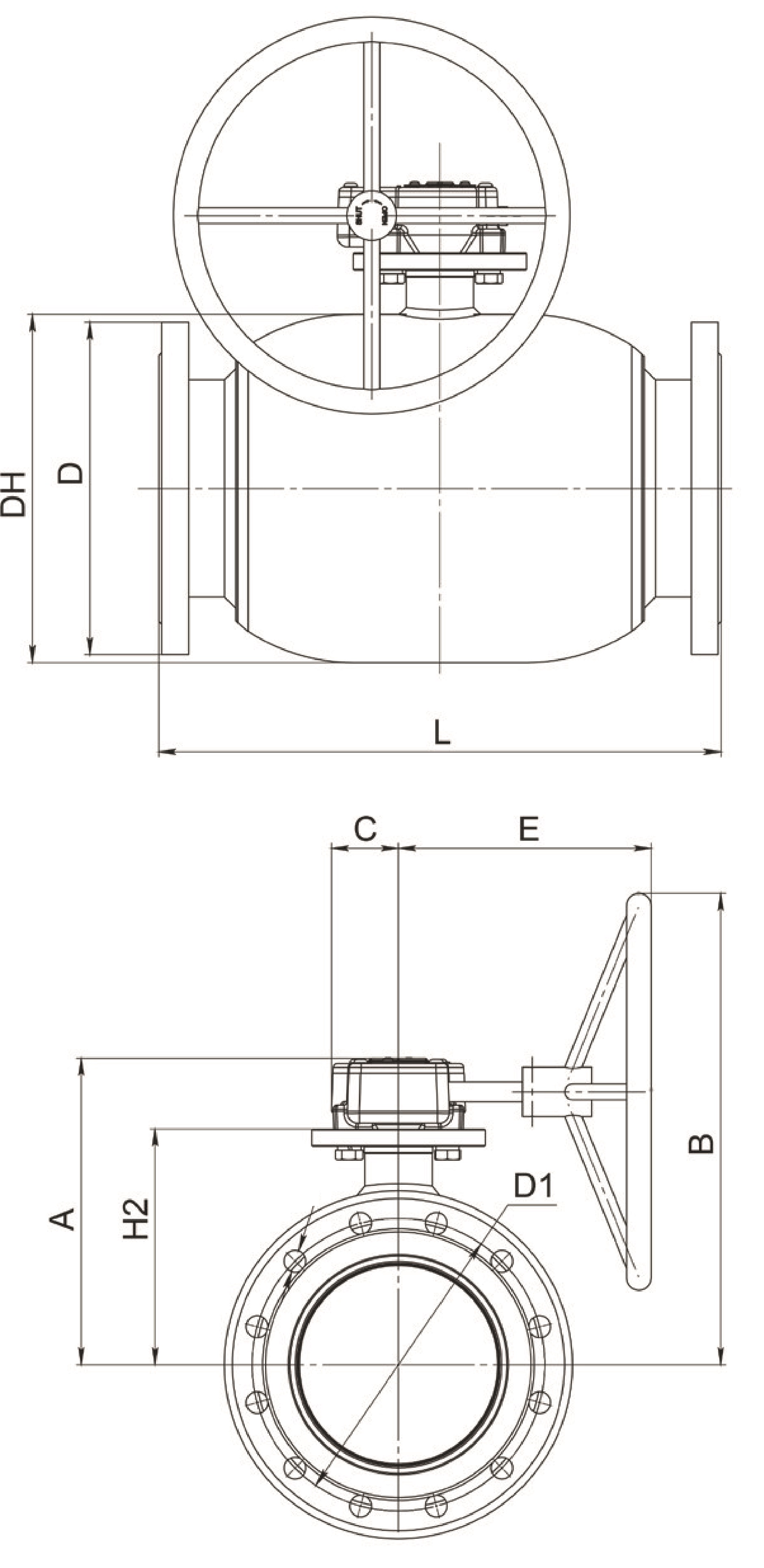 Кран шаровый Broen Ballomax-КШТ61.113.Р.25 Ду150 Ру25 полнопроходный с плавающим шаром, с ISO фланцем, корпус - сталь, уплотнение - EPDM, фланцевый, с редуктором