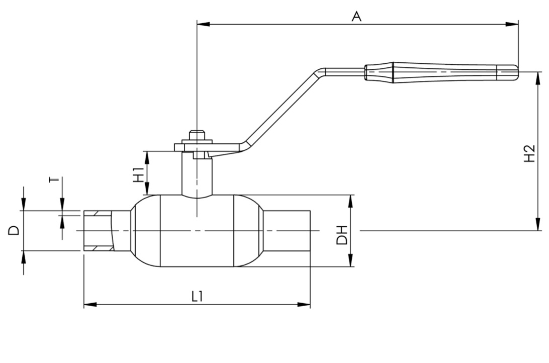 Кран шаровый Broen КШГ 11с10фт 70.002.A.16 Ду20 Ру16 под приварку с рукояткой для природного и нейтральных газов