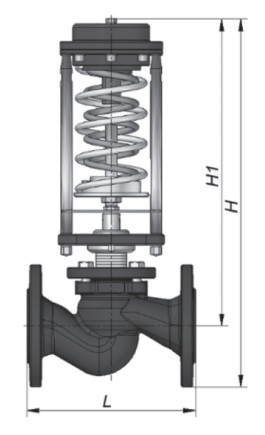 Регулятор давления Broen TD57-FA-040 ″до себя″ Ду40 Ру16, с импульсной трубкой и фитингом, диапазон настройки - 2-6.5 бар, фланцевые, корпус - чугун