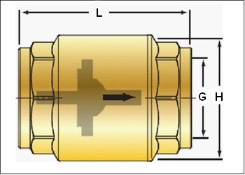 Эскиз Клапан обратный латунный осевой NRV EF Danfoss 1″ Ду25 Ру25