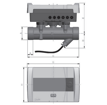 Эскиз Теплосчетчик ультразвуковой Danfoss SonoSafe10 Ду15 Ру16 резьбовой, квартирный, пропускная способность 1,5 м3/час, установка подающая (014U0037P)