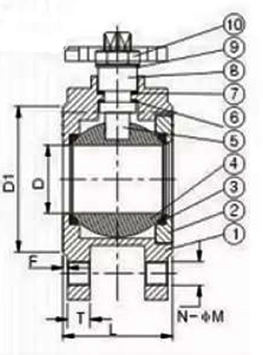 Кран шаровой DN.ru КШмФП.316.200 Ду40 Ру16 нержавеющий, полнопроходной, межфланцевый, с ISO-фланцем и редуктором DN.ru HAM-1