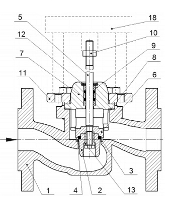 Эскиз Клапан регулирующий двухходовой DN.ru 25ч945п Ду20 Ру16 с электроприводом TSL-1600-25-1-230-IP67