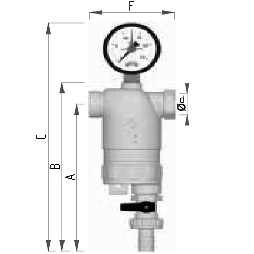 Фильтр сетчатый FAR FA 39F8 1” Ду25 Ру25 ВР-ВР, латунный, размер фильтрующей сетки 100 мкм, с манометром, хромированный с магнитной вставкой