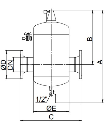 Сепаратор воздуха Гранэйр Тип С Ду40 Ру10 приварной, корпус - углеродистая сталь