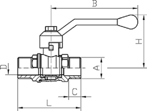 Кран шаровой ГАЛЛОП Стандарт 223 1/2″ Ду15 Py16 НР-НР полнопроходной, управление ручка-рычаг, корпус - латунь